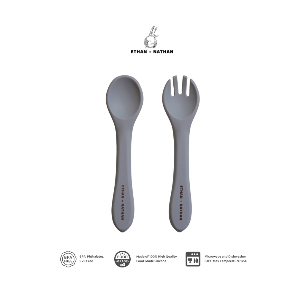 Ethan + Nathan Baby Silicone Spoon &amp; Fork