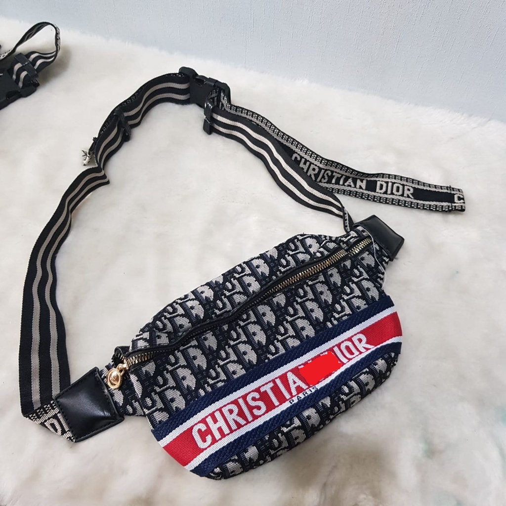 SZA9573 Tas Pinggang Wanita Fashion Import Mono Kanvas Waist Bag Ready Jakarta Bisa COD