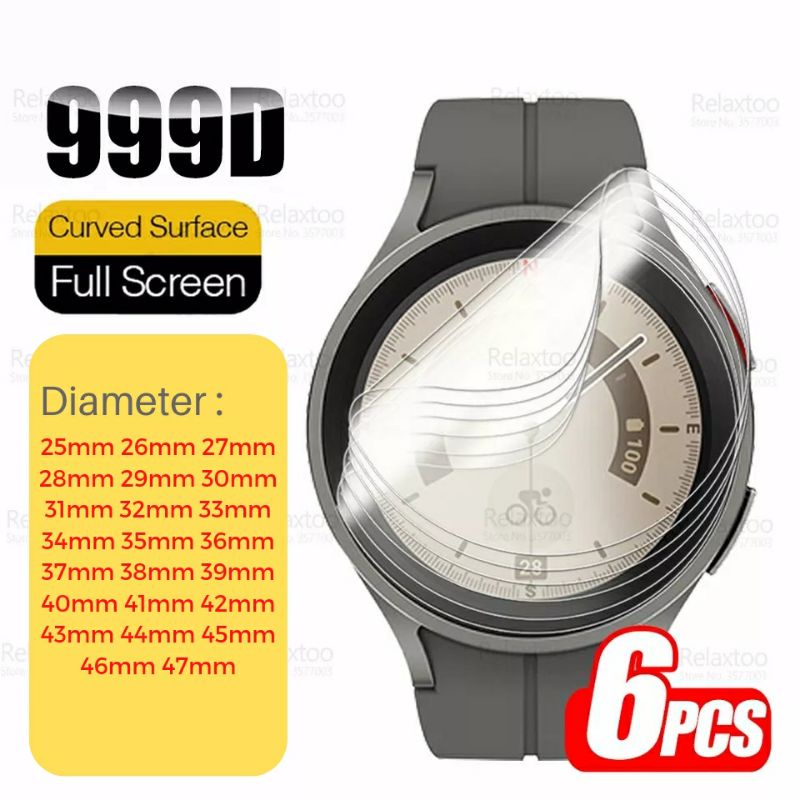 Anti Gores Jam Hydrogel Smartwatch Watch Bulat Diameter 25 26 27 29 30 31 32 33 34 35 36 37 38 39 40 41 42 43 44 45 46 47mm