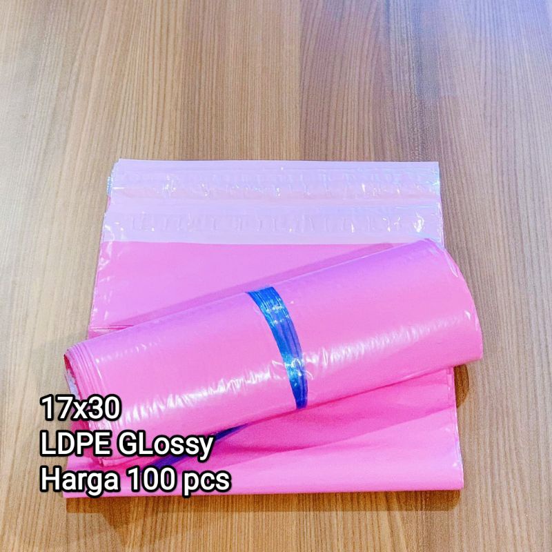 plastik packing polymailer 30x40 50pcs LDPE GLossy Pink