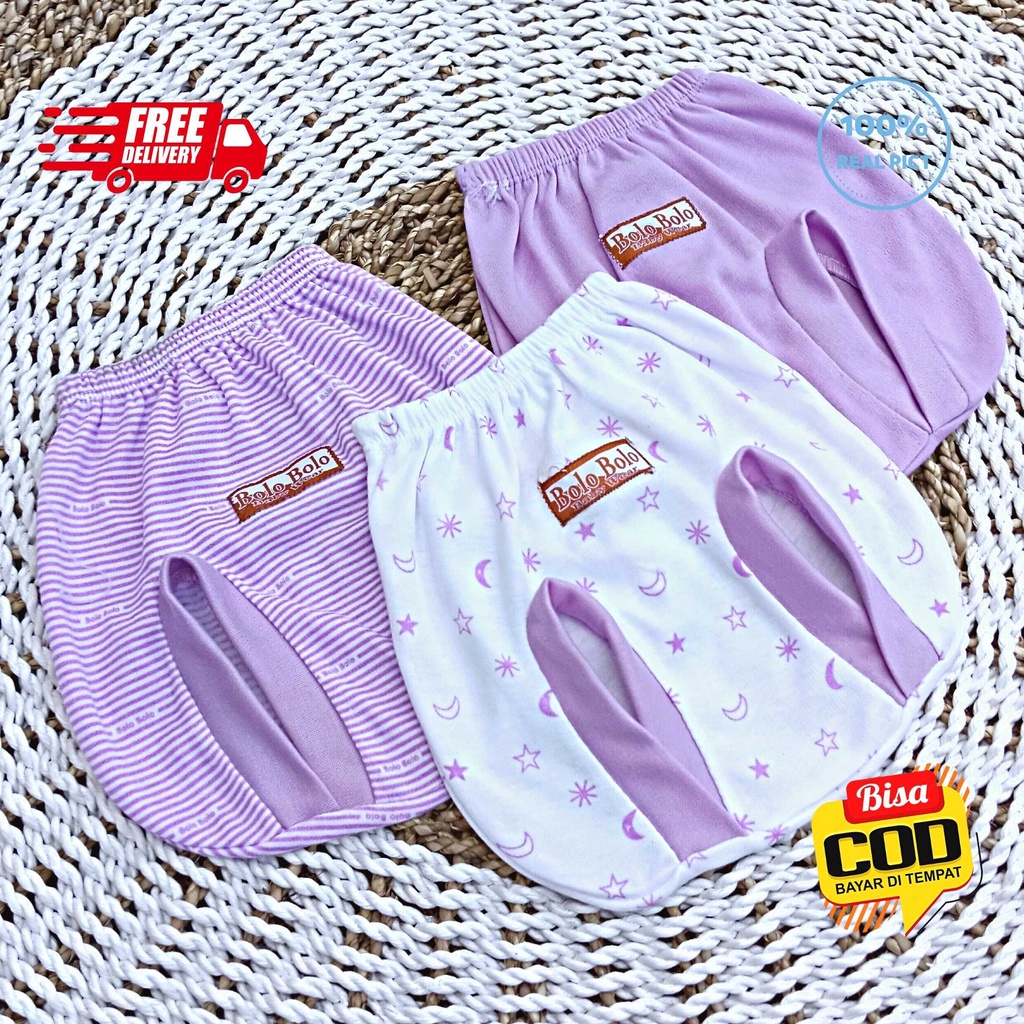 SALE 7.7 Serian Lilac - 3 pcs Celana Pop Bayi Baru Lahir 0 - 3 Bulan Lilac Series merk SNI Bolo - Bolo