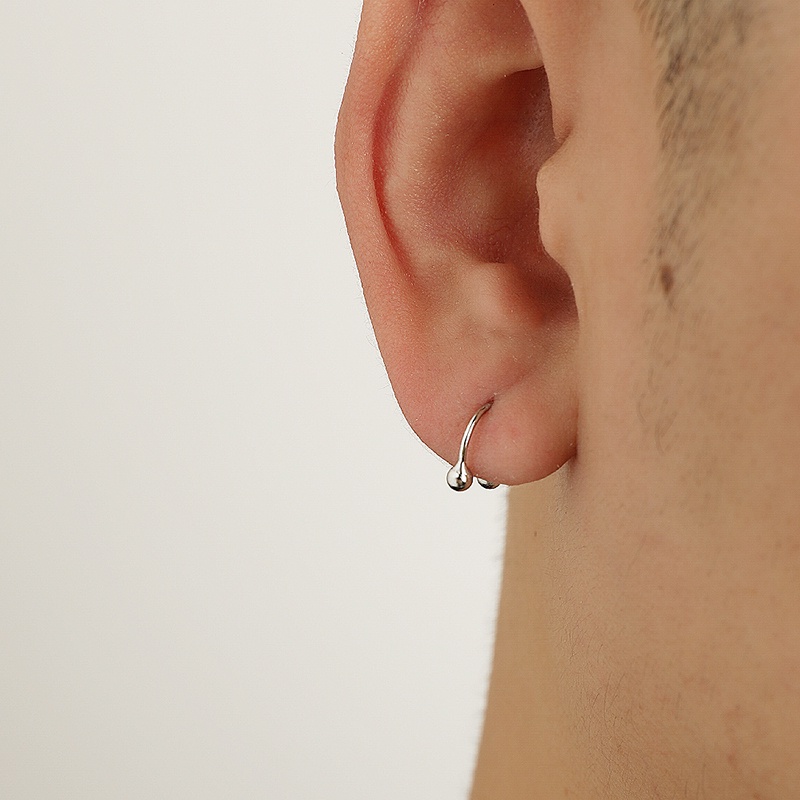 We Flower 1PC Unisex Fashion Stainless Steel Bola Kecil U Shape Stud Earrings Untuk Pria Wanita Hypoallergenic Piercing Cartilage Earring Punk Telinga Bibir Hidung Cincin Perhiasan