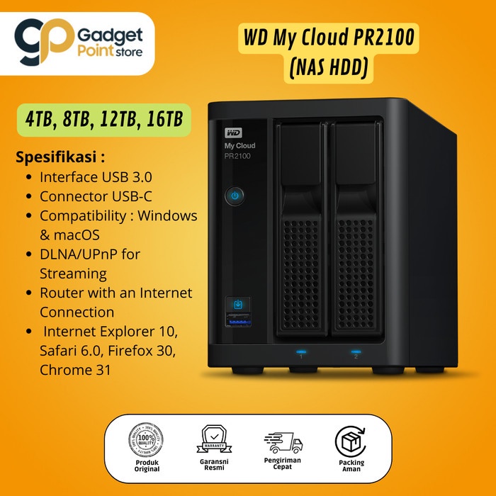 WD My Cloud PR2100 4TB 8TB 12TB 16TB - Hardisk Eksternal PRO Series