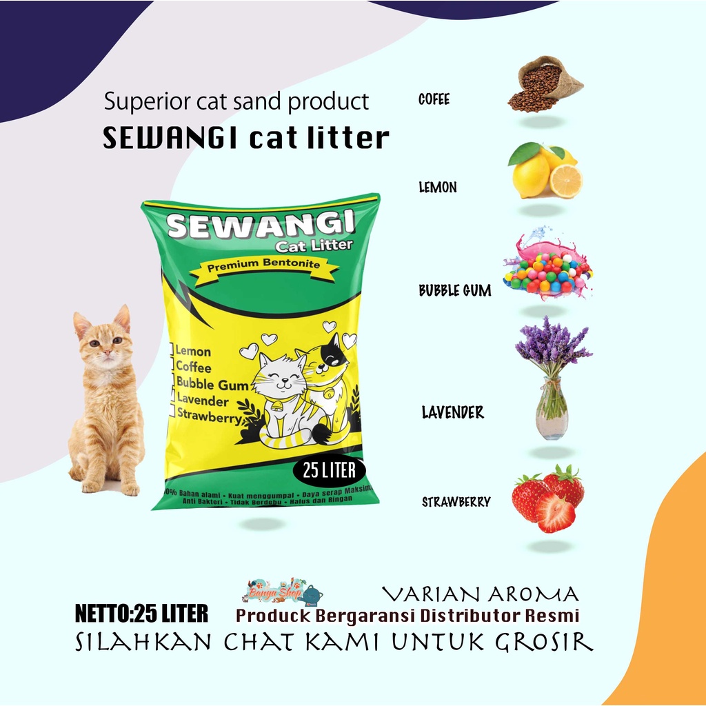 25 LITER PASIR KUCING GUMPAL WANGI SEWANGI