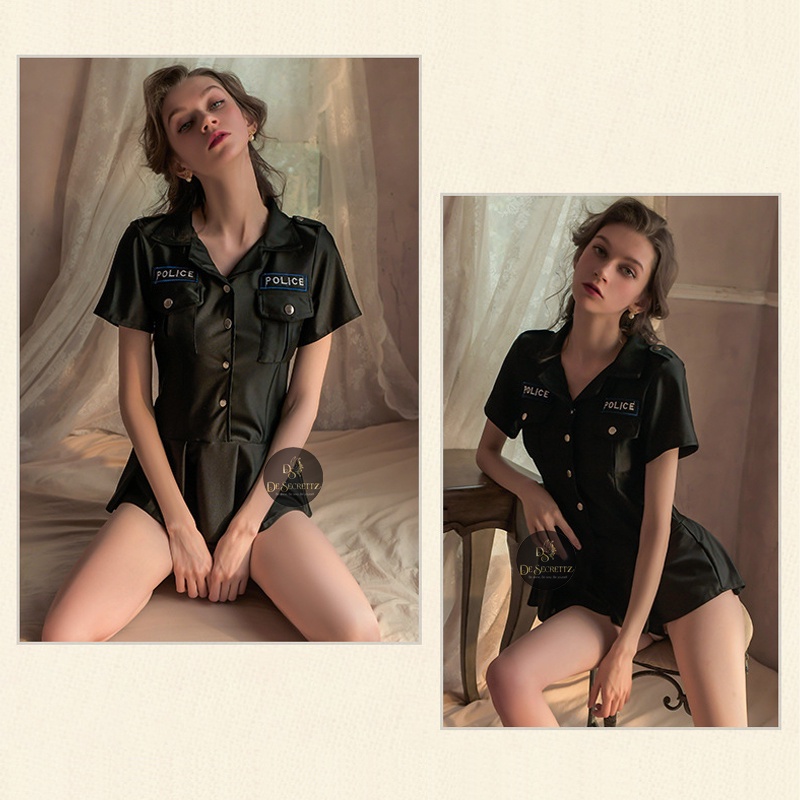 DeSecrettz BARBARA Baju Tidur Wanita Dewasa Model Costume Cosplay Police, Lingerie Sexy Model Kostum Polwan, Baju Haram Sexy, Baju Tidur Wanita Sexy, Baju Dinas Depan Suami