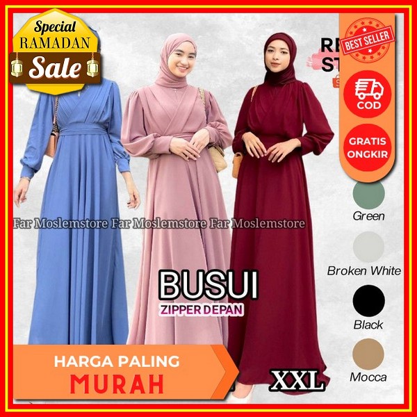 Gaun Pesta Msulimah Model Gamis Terbaru 2022 Hitam Polos Simpel Modern Remaja Dress Eticha Wanita Mu