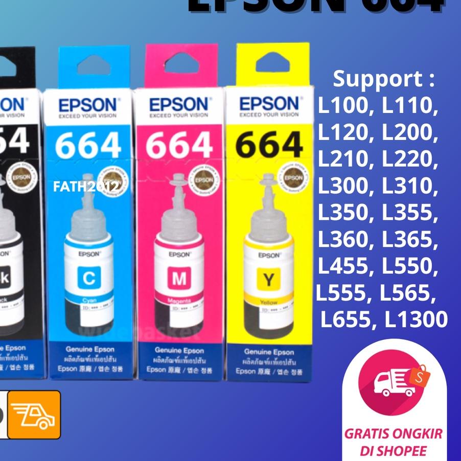 Tinta Epson 664 Originak Hitam and color Warna printer epson L100 L110 L120 L200 L210 L220 L310 L360