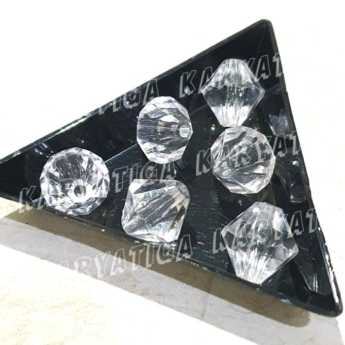 Mote Akrilik Bening Diamond 14 mm Putih (10 pcs)