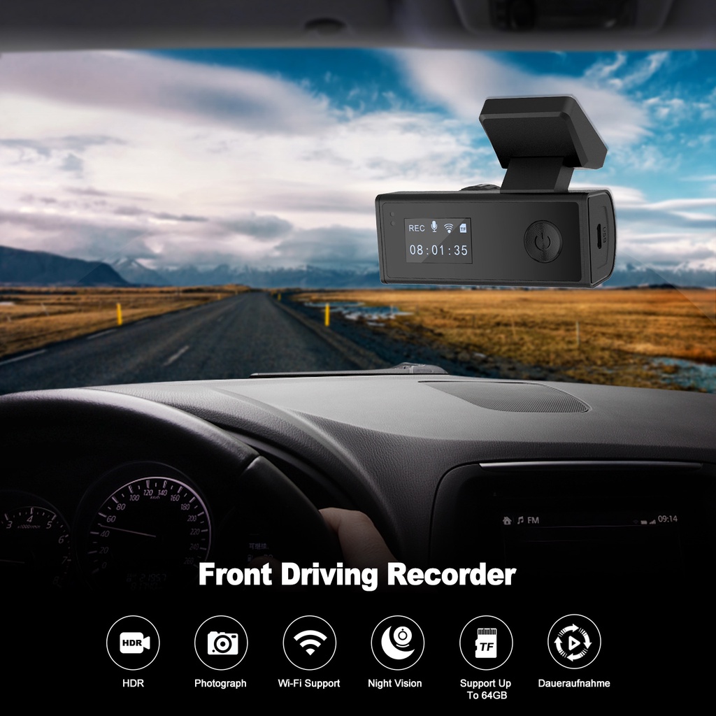 ESSGOO Car Recorder DVR 1080P HD Car Security Support Cell Phone Connection Parking Monitoring