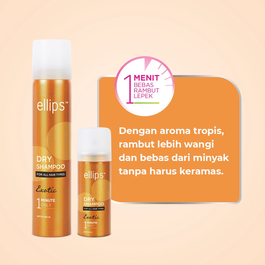 Ningrum - ELLIPS Dry Shampoo 50ml Spray | Perawatan Rambut Anti Lepek Shampoo Kering Wangi Tahan Lama Original BPOM - 5509