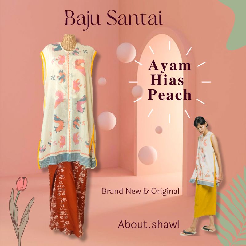 Baju Santai Ayam Hias Peach Sejauh Mata Memandang