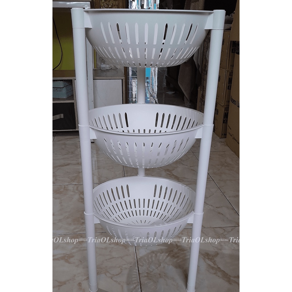 BYRUSTORE. RAK ATLANTIK SERBAGUNA 3 SUSUN / RAK ATLANTIC BAWANG BUMBU DAPUR / RAK BUAH PLASTIK BUAH