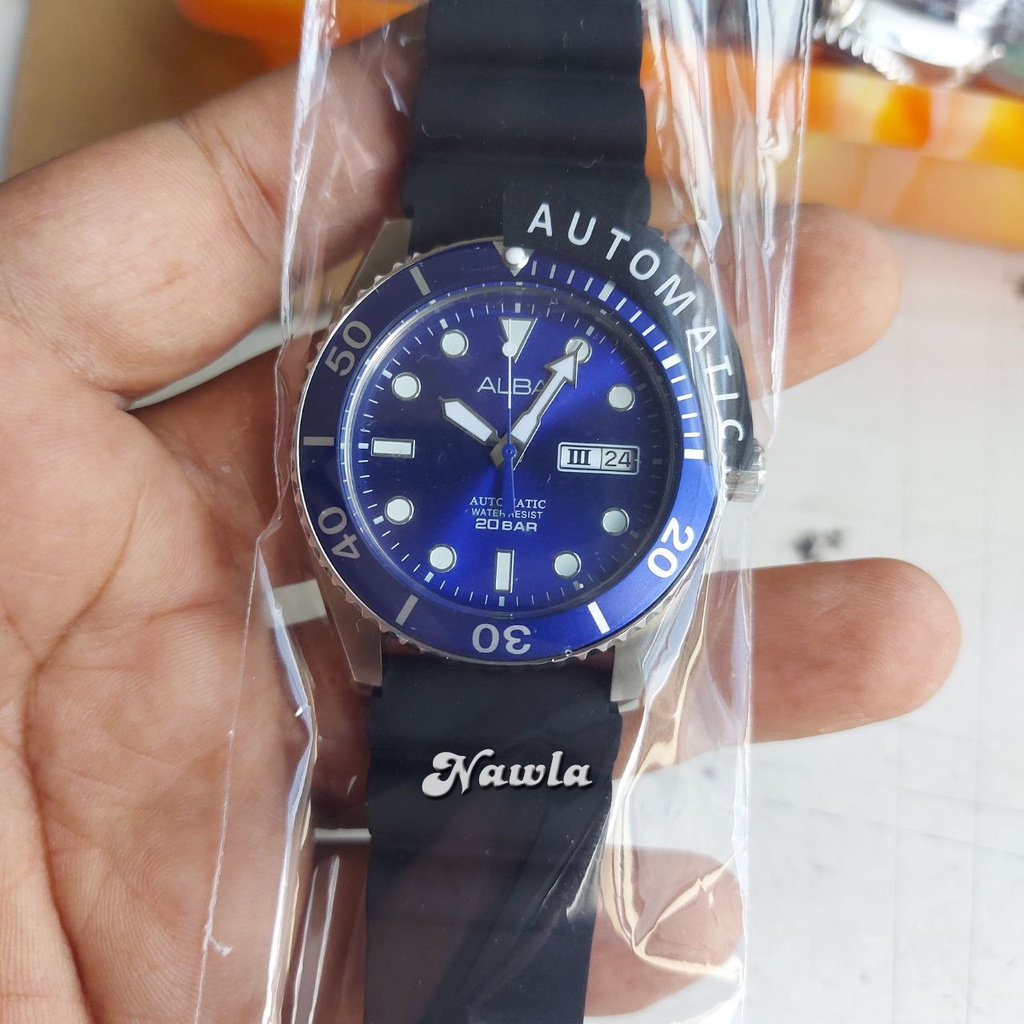 Alba Automatic AL4363X1 Blue Dial Silicone - Jam Tangan Pria AL4363