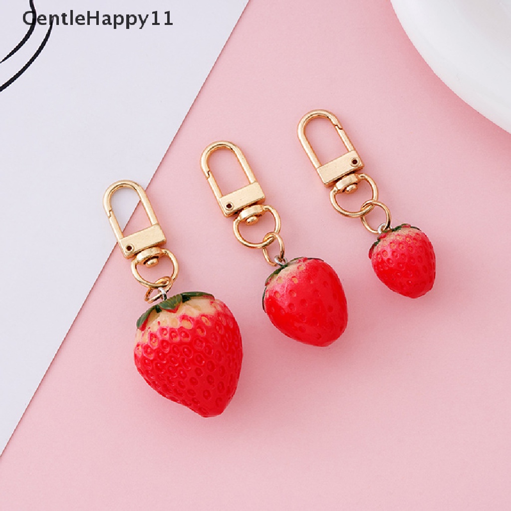 Gentlehappy 1Pc Strawberry Keychain Simulasi Buah Gantungan Kunci Mobil Gantungan Kunci Cincin Siswa Tas Ransel Liontin Hadiah Anak Aksesoris Gantung id