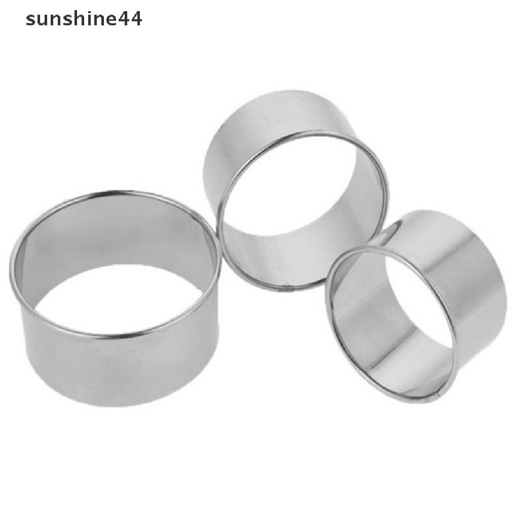 Sunshine 3Pcs/Set Stainless Steel Round Dumplings Cutter Cetakan Stamper Adonan Kue Kering Bulat.