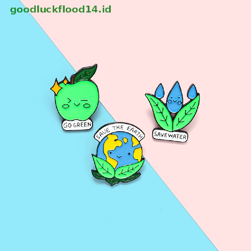 [GOOGFOUR] Save the Earth Enamel Protect Environment Bros Tas Pakaian Kerah Pin Lencana [TOP]