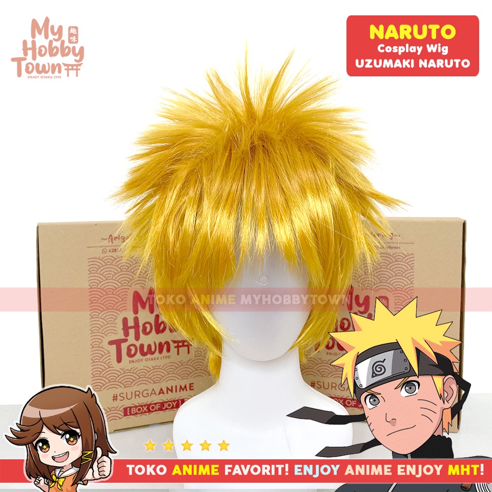 Wig Cosplay Anime Naruto : Uzumaki Naruto Rambut Palsu