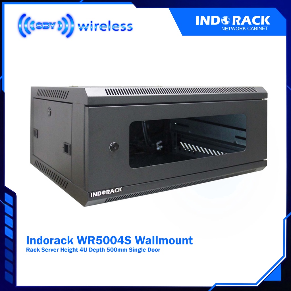 Indorack WR5004S Wallmount Rack Server Height 4U - Depth 500mm Single Door