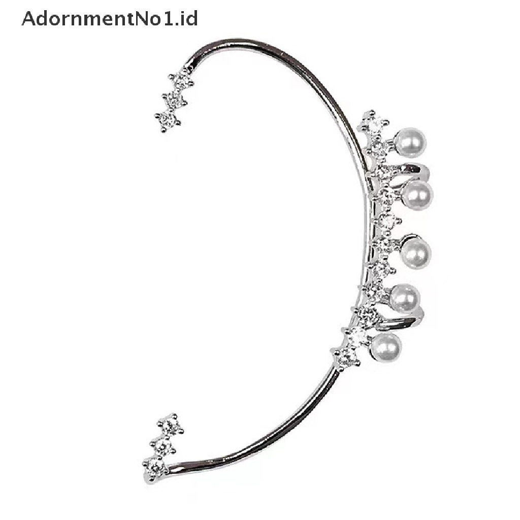 [AdornmentNo1] Fashion Shiny Zircon Pearl Ear Clip Manset Telinga Untuk Wanita Warna Perak Logam Tidak Palsu Anting Tulang Rawan Perhiasan Pernikahan [ID]