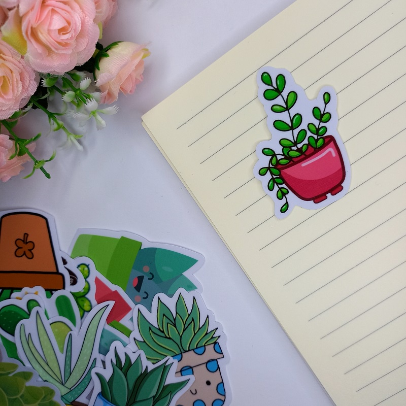 Stiker Satuan Floral Tanaman Cactus Lucu Stiker Ecer Kaktus Waterproof Sticker Lucu Aesthetic Hiasan Laptop Botol Tumbler Case Hp DIY Stiker Laptop