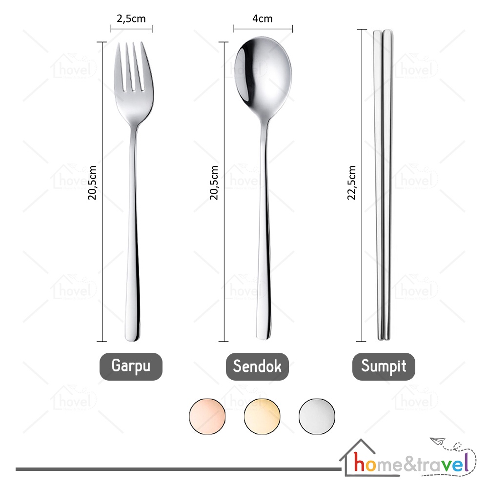 NUZ HOVELSHOP Set Alat Makan Korea Sujeo Sendok Garpu Sumpit Stainless Steel 1 Set