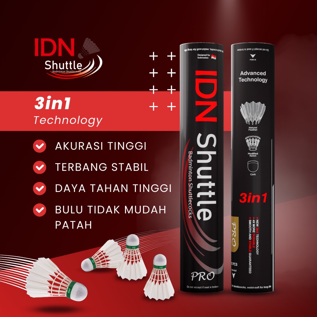 Shuttlecock IDN Shuttle Badminton Cock 3 in 1 Kok Bulutangkis 3in1