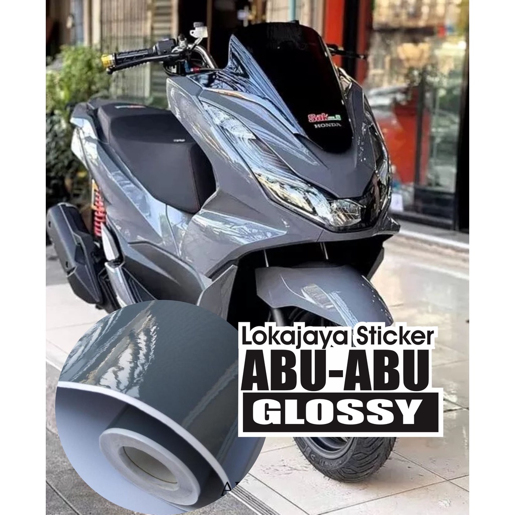 SKOTLET STICKER ABU ABU GREY GLOSSY UNTUKL MOTOR MOBIL BIDANG HALUS
