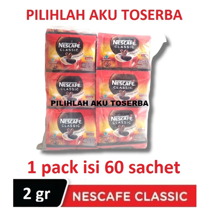 Kopi Nescafe Classic 2 gram - 1 PACK / PAKET ISI 6 RENCENG (ISI 60 sachet)