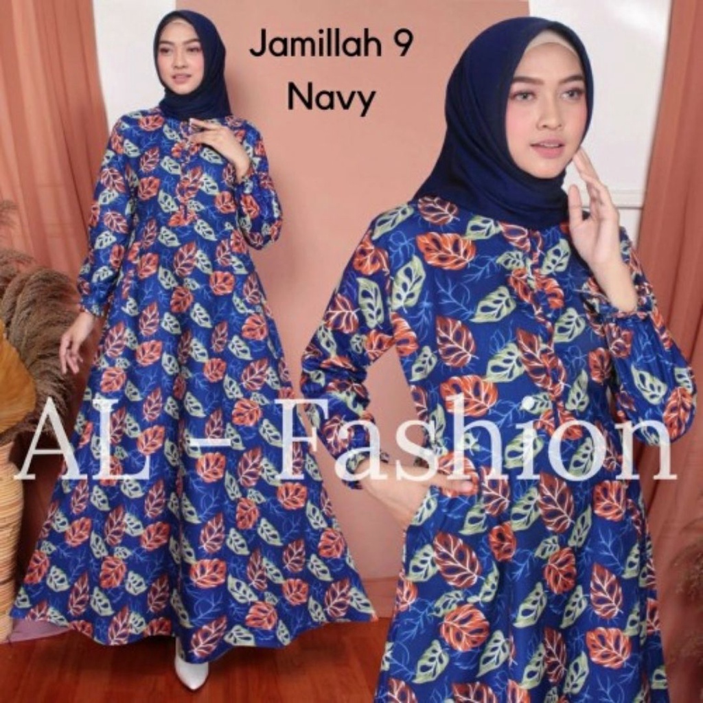 OTS 483 - Maxy Dress Motif Homey Dress Gamis Wanita Muslim Katun Apel