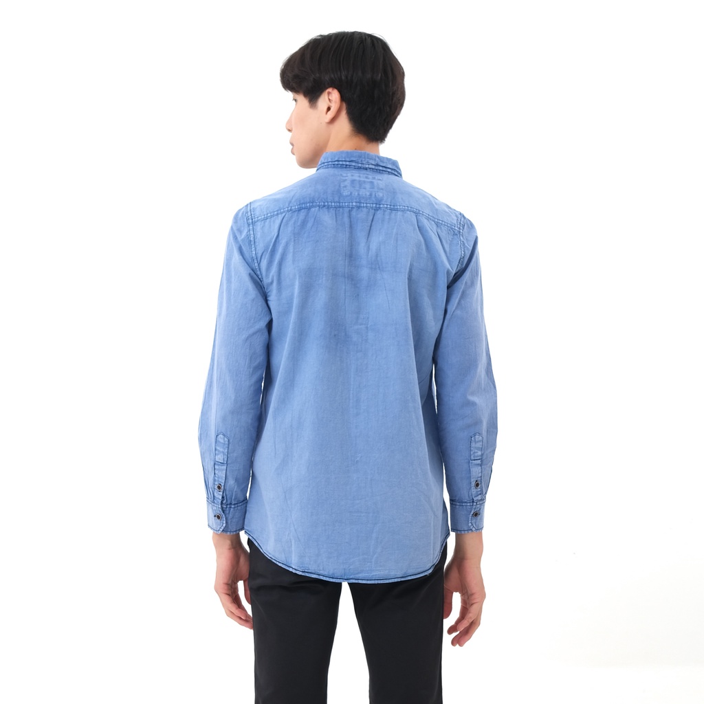 SANVANINA Kemeja Denim Lengan Panjang Jeans Sky Blue Washed F-01B