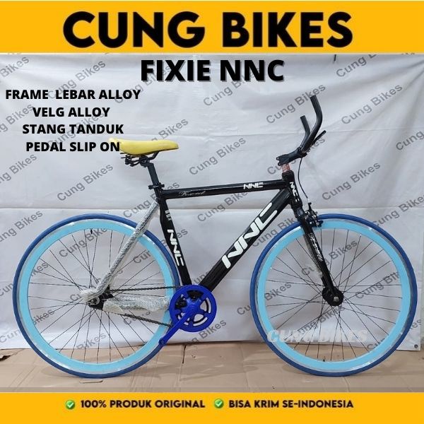 Sepeda Fixie Road Bike ALLOY FRAME velg tinggi pedal slip on