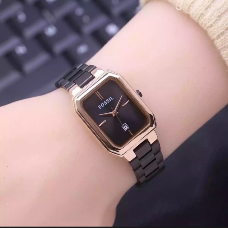 (Grosir)Jam Tangan wanita Fashion FS kota balok Tanggal Aktif Strap rantai/Stell(Dikirim Jakarta)