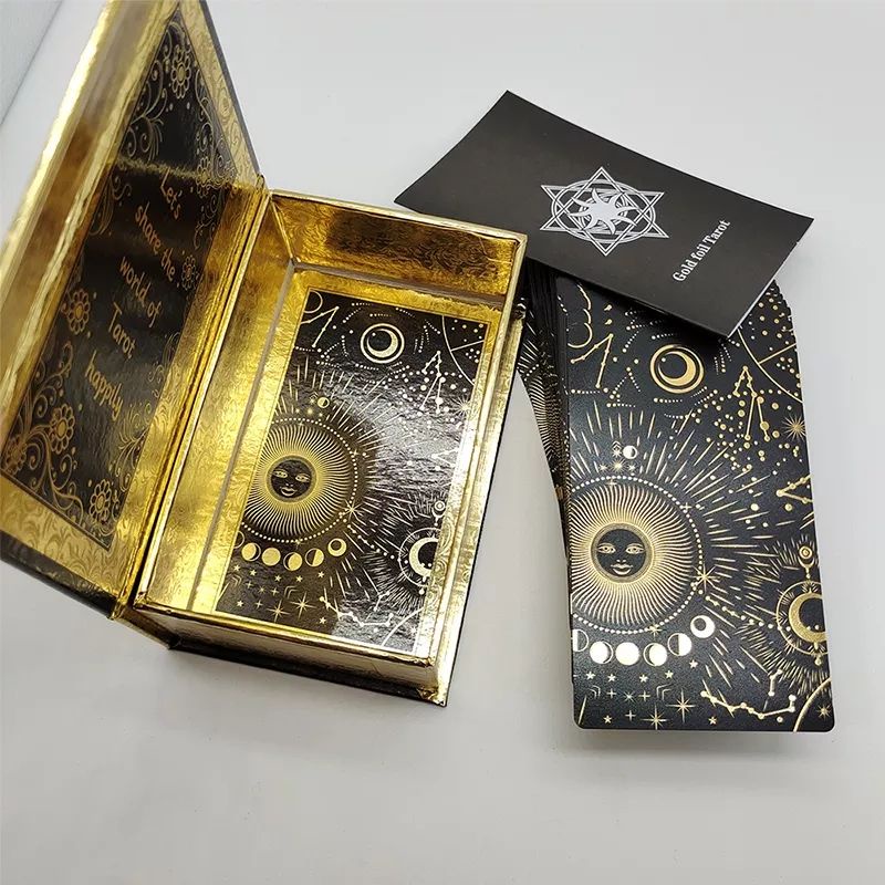 The Fool Black Gold Foil Tarot Pvc 12x7cm include guide paper