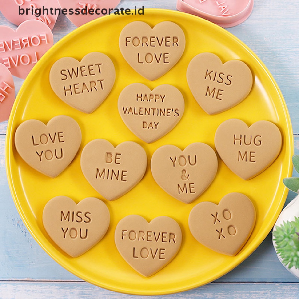 [Birth] 10pcs 3D Valene's Day Cookie Cutters Biscuit Mold Cetakan Kue Kering Stamp Dekorasi Pesta Baking Tools [ID]