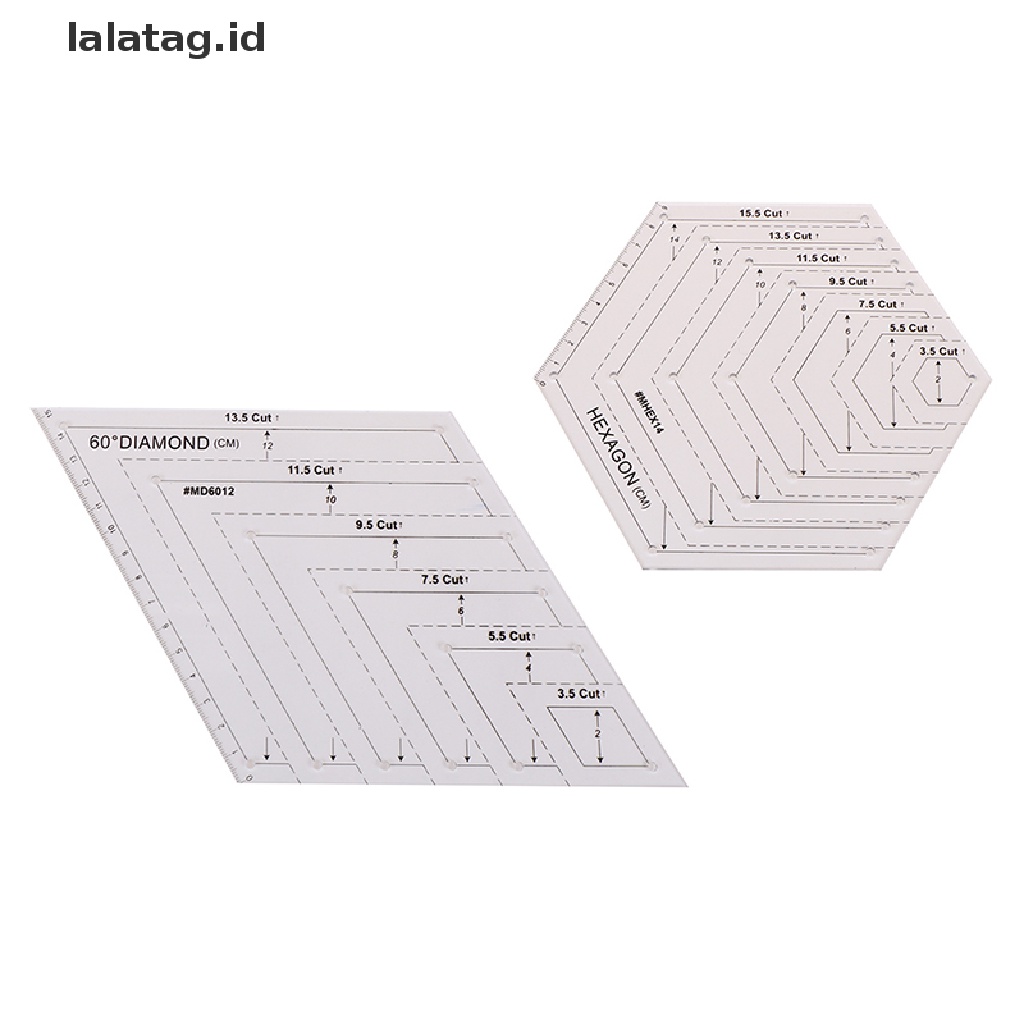 [lalatag] Quilg Patchwork Ruler Segitiga Belah Ketupat Hexagon Acrylic Template Alat Jahit [ID]