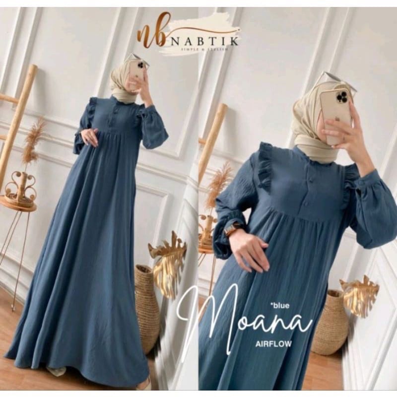 NAOMA DRESS WANITA CRINCLE AIRFLOW  / GAMIS WANITA MUSLIMAH TALI SAMPING/PINGANG