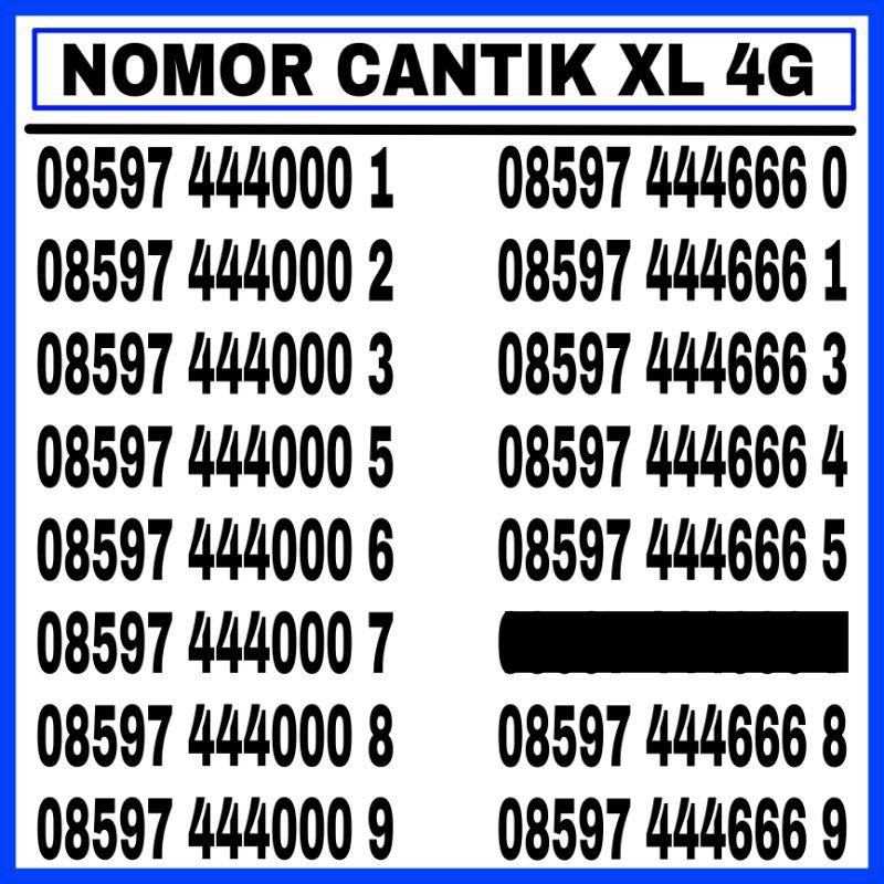 NOMOR CANTIK XL 4G SERI DOUBLE TRIPLE KARTU PERDANA XL CANTIK