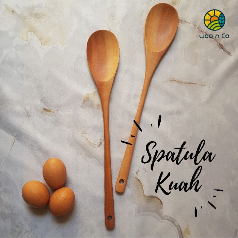 ☀️Joo.N.Co☀️ Spatula Kuah Kayu Panjang Premium / Natural Wood Spatula / foodgrade