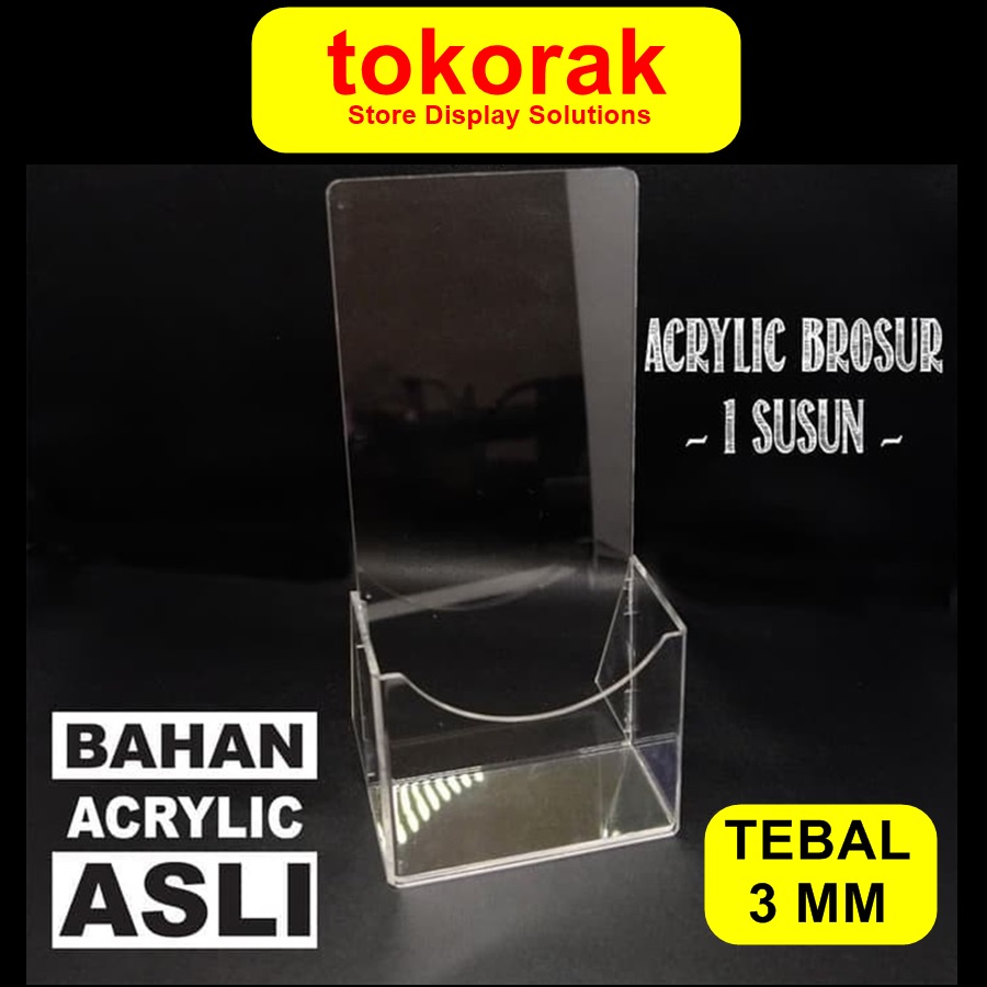 ACRYLIC TEMPAT BROSUR 1 SUSUN F.3 AKRILIK ASLI MIKA STAND