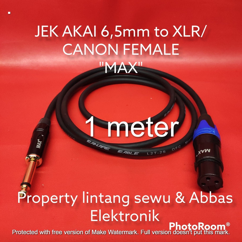 KABEL JEK AKAI 6.5MM MAX TO XLR CANON FEMALE MAX 1 METER