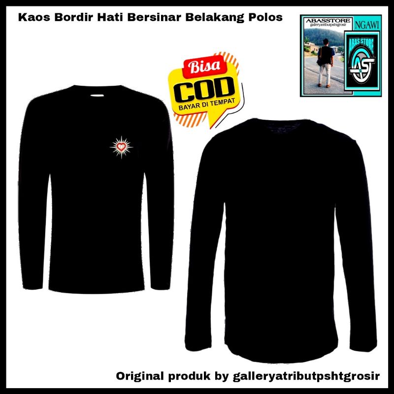 Kaos Bordir Hati Bersinar Belakang Polos Kaos PSHT Simpel Lengan Panjang