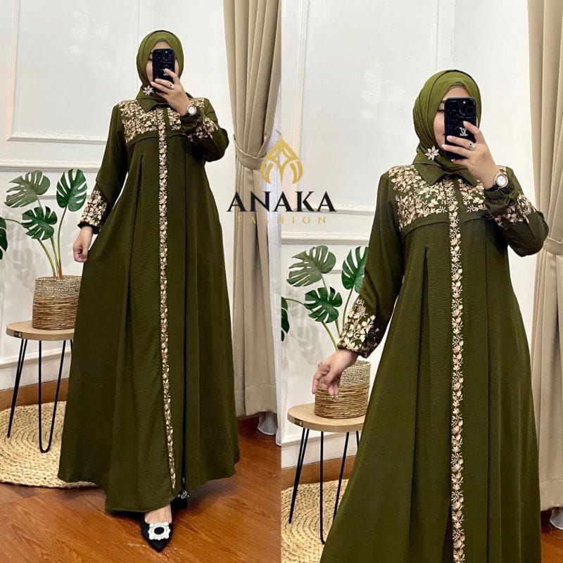 Fashion Muslim Gamis RENATA  INARA  HAVAYA crinkle bordir cringkle airflow dress maxy kekinian terlaris