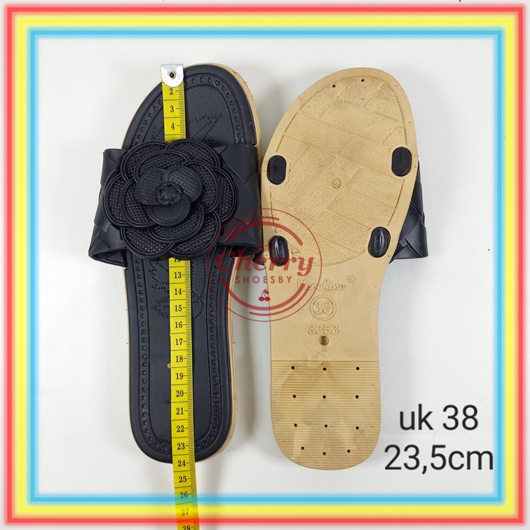 8353-31 Sandal Selop Karet Jelly Wanita Verotino Sendal Slop Cewek Motif  Bunga Verotino