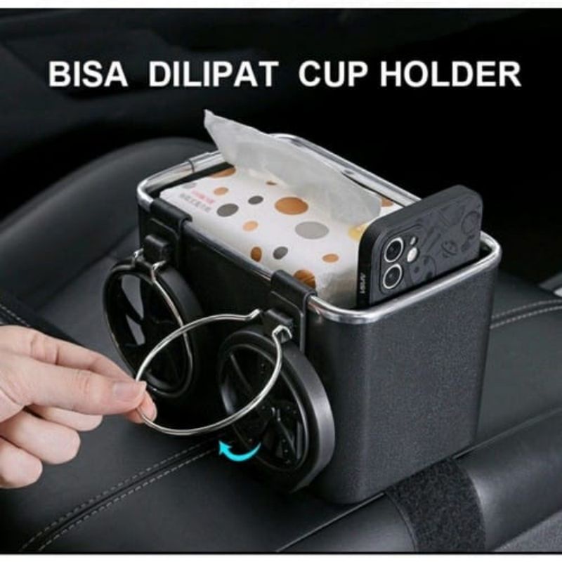 {DS} Tempat Tissue Mobil Serbaguna Kotak Penyimpanan Botol Minum Multifungsi Dengan 2 Cup Holder