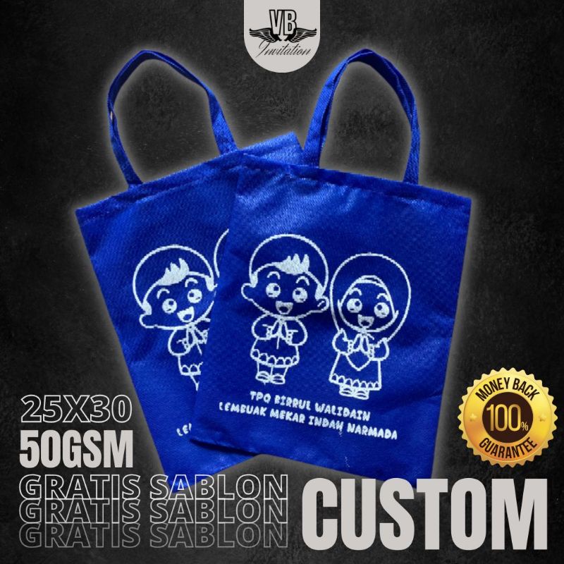 TAS SNACK ULTAH ANAK TASYAKURAN KHITAN AQIQAH FREE CUSTOM SABLON TERMURAH KEKINIAN F 25X30 50gsm