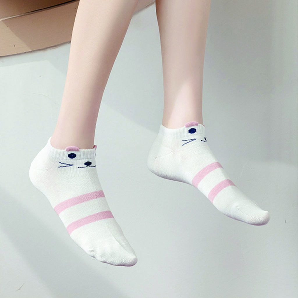 ⭐𝐈𝐇𝐒 𝟐𝟒𝟑 𝐋𝐚𝐦𝐩𝐮𝐧𝐠⭐️Kaos Kaki Wanita Motif Kucing Lucu Fashion Korea Kaos Kaki Pendek Wanita Ankle Socks