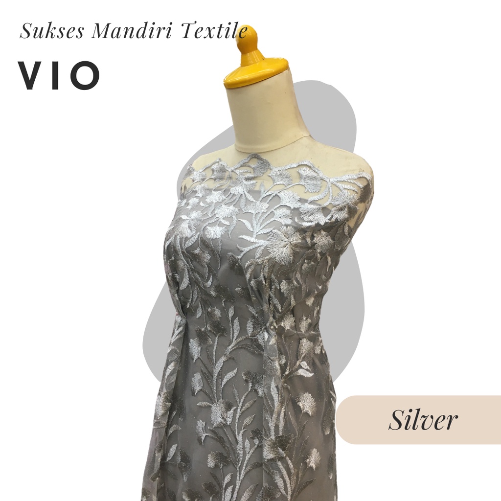 [VIO] Brukat Tile Premium Mewah Tile Warna Silver Abu Perak | Harga ½ meter = 50 cm (Bahan Dress Bri