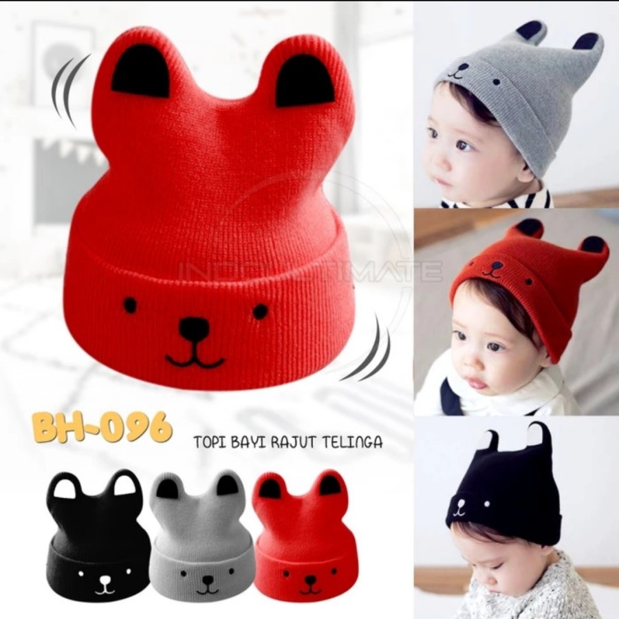 Topi Rajut Bayi Telinga - Kupluk Rajut Bayi - Topi Bayi - Kupluk Bayi Rajut