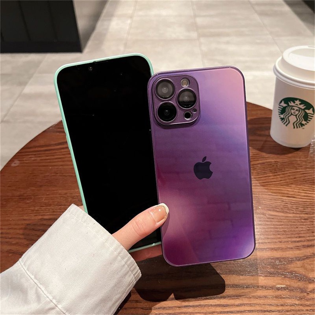 Casing Lensa Perlindungan Kamera Mewah iPhone 14 Pro Max Plus Casing Iphone13 12 11 Pro Max Kaca hard back cover Dengan logo Apple aesthetic case Perlindungan shockproof Tertutup Penuh