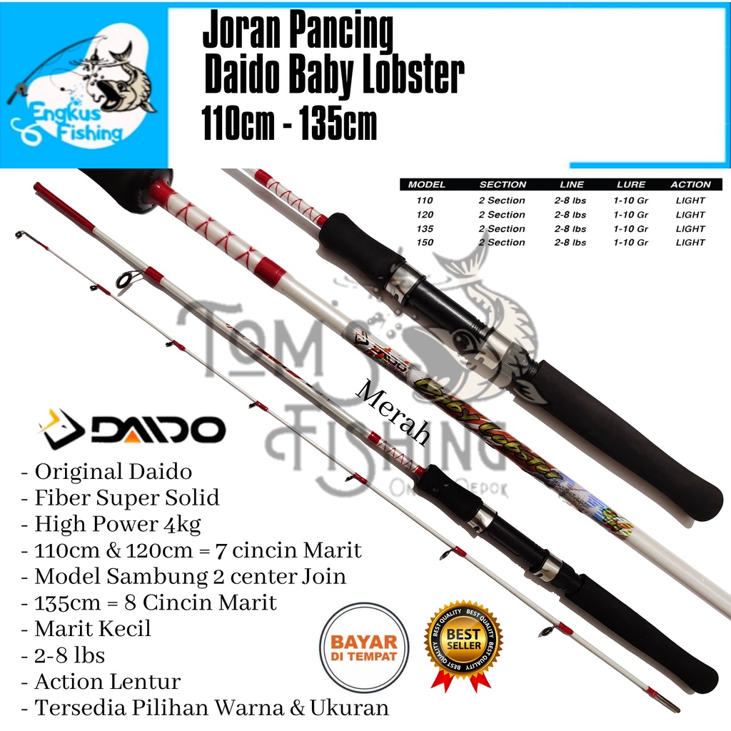 Joran Pancing Daido Baby Lobster 110cm -135cm Fiber Solid (2-8lbs / 4kg) Murah - Engkus Fishing